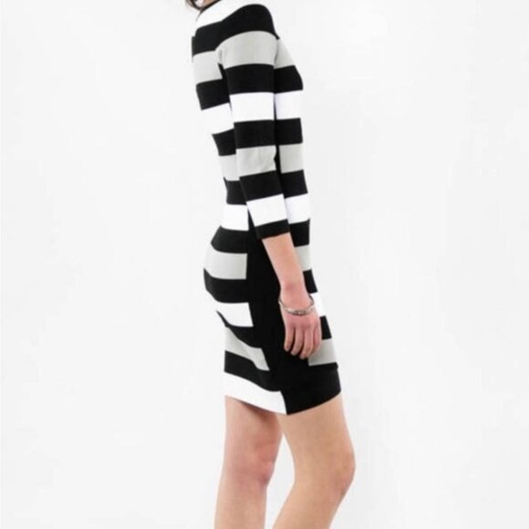 BCBGMAXAZRIA Kendall Striped Knit Bodycon … - Picture 3 of 4